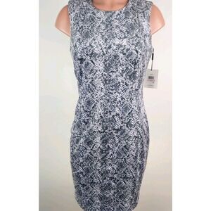 Calvin Klein‎ Sheath Dress Size 6 Gray Green Sleeveless Back Zipper Career